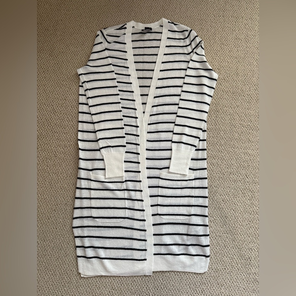 Halogen Black and White Striped Cardigan